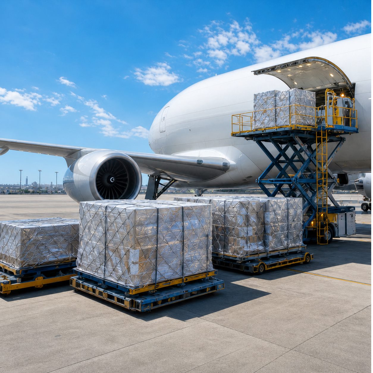 Cargo aircraft prepared for an air freight operation